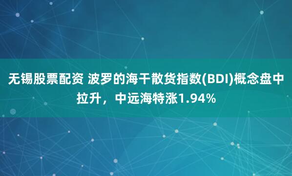 无锡股票配资 波罗的海干散货指数(BDI)概念盘中拉升，中远海特涨1.94%