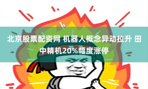 北京股票配资网 机器人概念异动拉升 田中精机20%幅度涨停