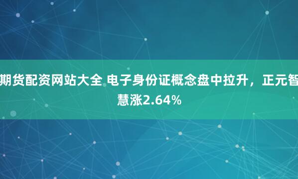 期货配资网站大全 电子身份证概念盘中拉升，正元智慧涨2.64%